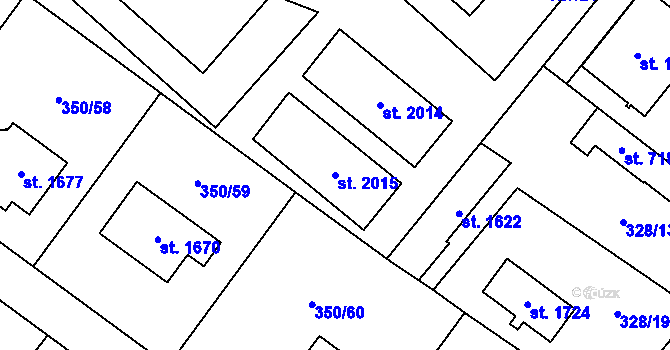 Parcela st. 2015 v KÚ Kostelec nad Labem, Katastrální mapa