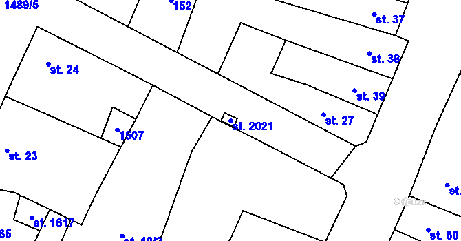 Parcela st. 2021 v KÚ Kostelec nad Labem, Katastrální mapa