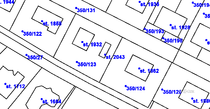 Parcela st. 2043 v KÚ Kostelec nad Labem, Katastrální mapa