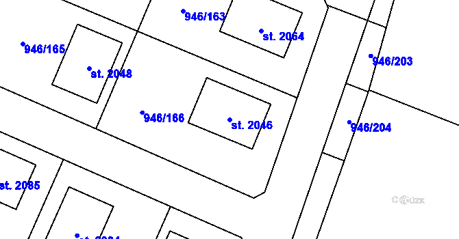 Parcela st. 2046 v KÚ Kostelec nad Labem, Katastrální mapa