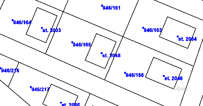 Parcela st. 2048 v KÚ Kostelec nad Labem, Katastrální mapa