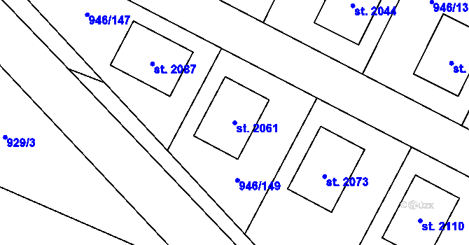 Parcela st. 2061 v KÚ Kostelec nad Labem, Katastrální mapa