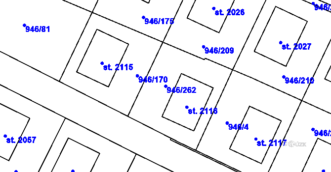 Parcela st. 946/262 v KÚ Kostelec nad Labem, Katastrální mapa