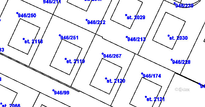 Parcela st. 946/267 v KÚ Kostelec nad Labem, Katastrální mapa