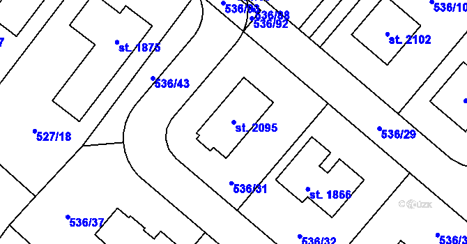 Parcela st. 2095 v KÚ Kostelec nad Labem, Katastrální mapa