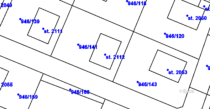 Parcela st. 2112 v KÚ Kostelec nad Labem, Katastrální mapa