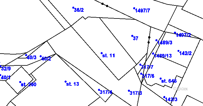 Parcela st. 11 v KÚ Rudeč, Katastrální mapa