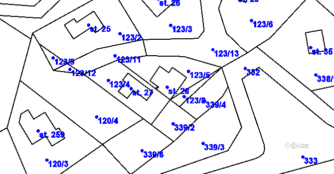 Parcela st. 28 v KÚ Rudeč, Katastrální mapa
