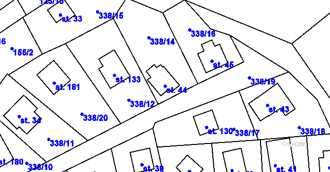 Parcela st. 44 v KÚ Rudeč, Katastrální mapa