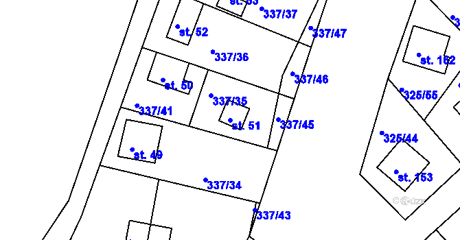 Parcela st. 51 v KÚ Rudeč, Katastrální mapa