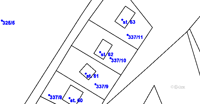 Parcela st. 62 v KÚ Rudeč, Katastrální mapa