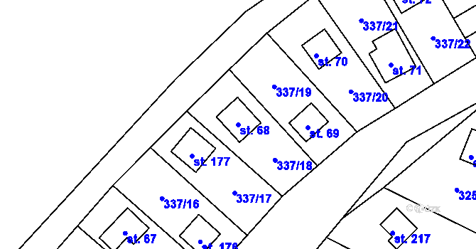 Parcela st. 68 v KÚ Rudeč, Katastrální mapa