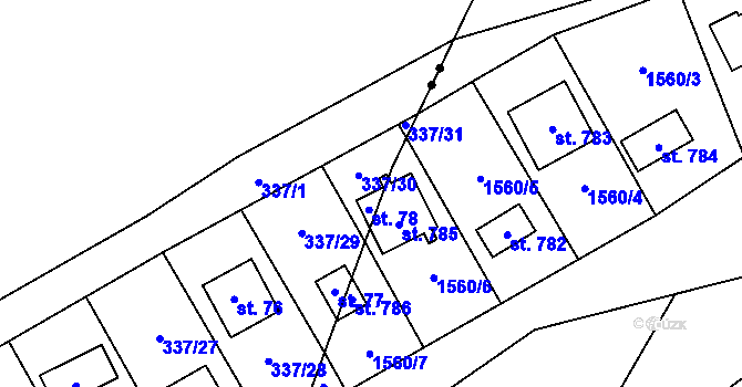 Parcela st. 78 v KÚ Rudeč, Katastrální mapa