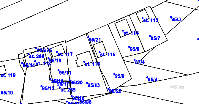Parcela st. 115 v KÚ Rudeč, Katastrální mapa