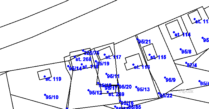 Parcela st. 117 v KÚ Rudeč, Katastrální mapa