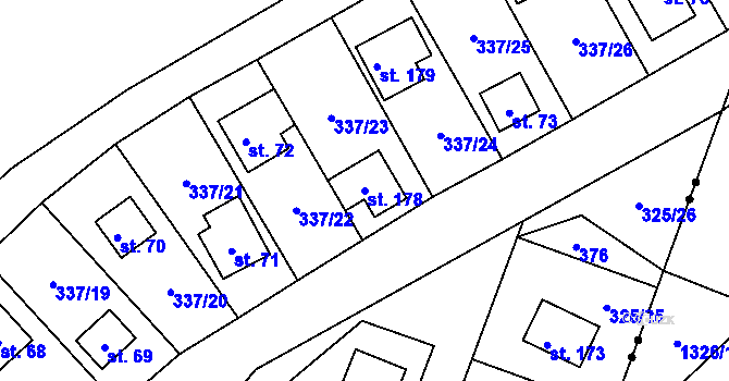 Parcela st. 178 v KÚ Rudeč, Katastrální mapa