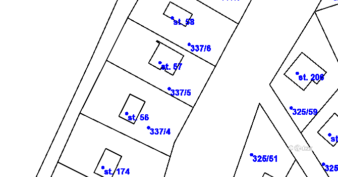 Parcela st. 337/5 v KÚ Rudeč, Katastrální mapa