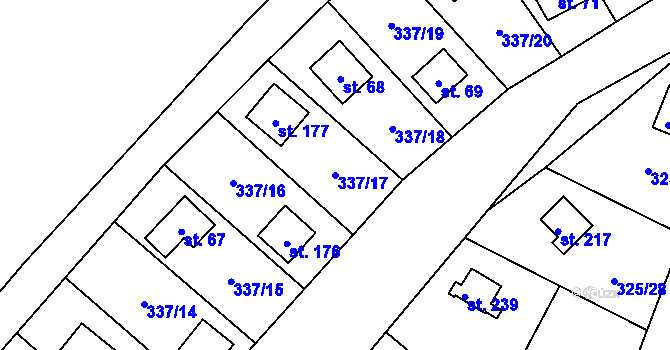 Parcela st. 337/17 v KÚ Rudeč, Katastrální mapa
