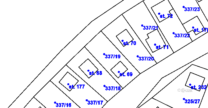 Parcela st. 337/19 v KÚ Rudeč, Katastrální mapa