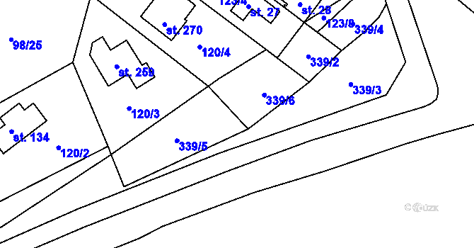 Parcela st. 339 v KÚ Rudeč, Katastrální mapa