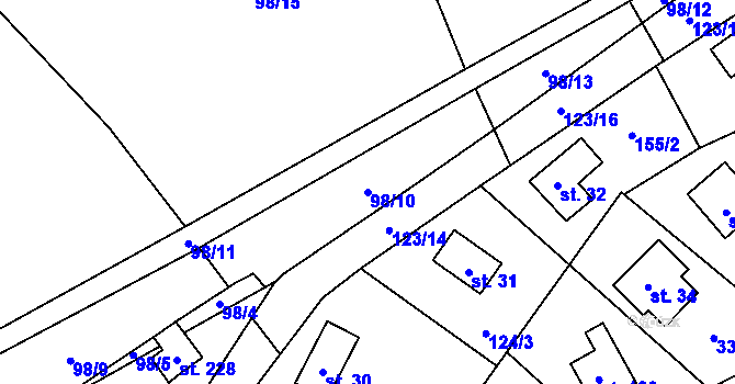 Parcela st. 98/10 v KÚ Rudeč, Katastrální mapa