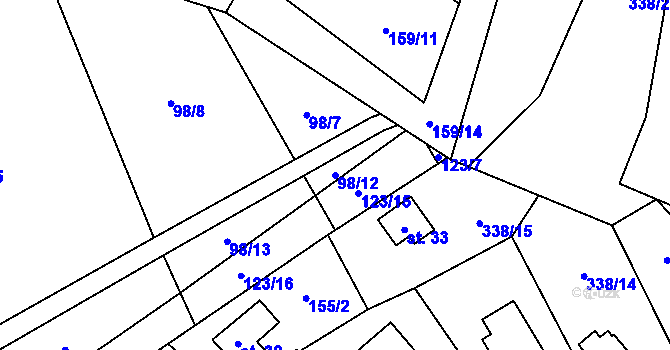 Parcela st. 98/12 v KÚ Rudeč, Katastrální mapa