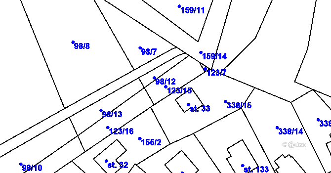 Parcela st. 123/15 v KÚ Rudeč, Katastrální mapa