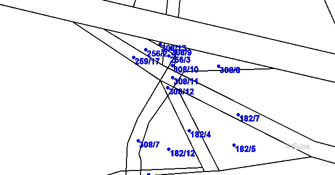 Parcela st. 308/12 v KÚ Rudeč, Katastrální mapa