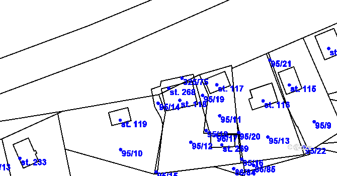 Parcela st. 268 v KÚ Rudeč, Katastrální mapa