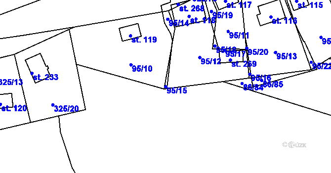 Parcela st. 95/15 v KÚ Rudeč, Katastrální mapa