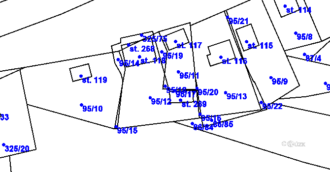 Parcela st. 95/18 v KÚ Rudeč, Katastrální mapa
