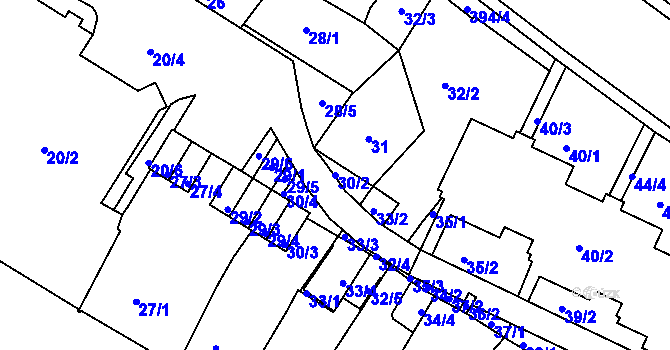 Parcela st. 30/2 v KÚ Kostelec nad Orlicí, Katastrální mapa
