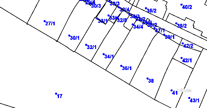 Parcela st. 34/1 v KÚ Kostelec nad Orlicí, Katastrální mapa