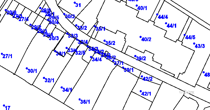 Parcela st. 36/2 v KÚ Kostelec nad Orlicí, Katastrální mapa