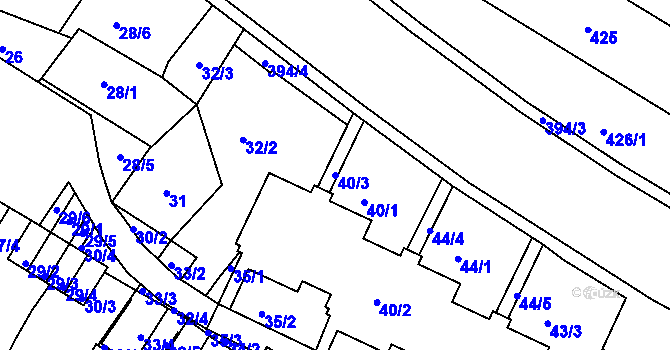 Parcela st. 40/3 v KÚ Kostelec nad Orlicí, Katastrální mapa