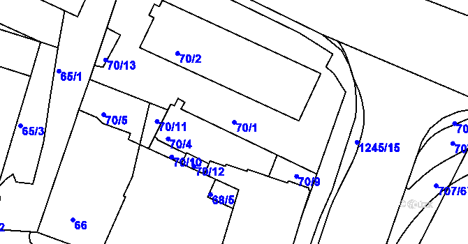 Parcela st. 70/1 v KÚ Kostelec nad Orlicí, Katastrální mapa