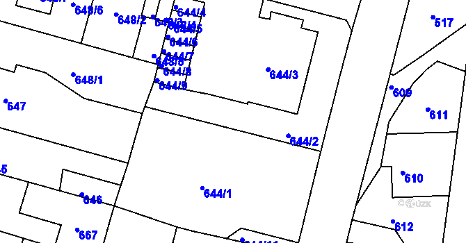 Parcela st. 644/2 v KÚ Kostelec nad Orlicí, Katastrální mapa