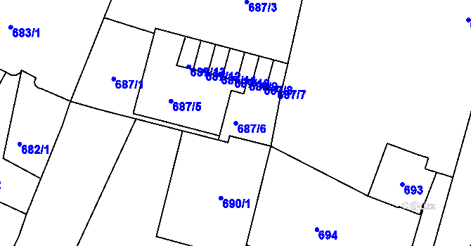 Parcela st. 687/6 v KÚ Kostelec nad Orlicí, Katastrální mapa