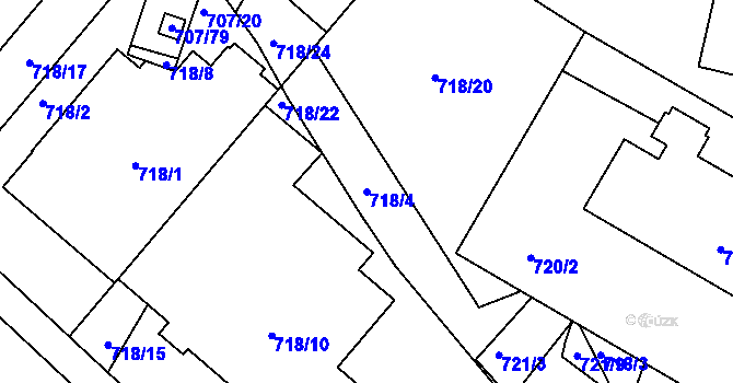 Parcela st. 718/4 v KÚ Kostelec nad Orlicí, Katastrální mapa