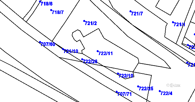 Parcela st. 722/11 v KÚ Kostelec nad Orlicí, Katastrální mapa