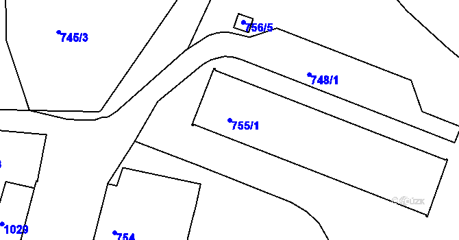 Parcela st. 755/1 v KÚ Kostelec nad Orlicí, Katastrální mapa