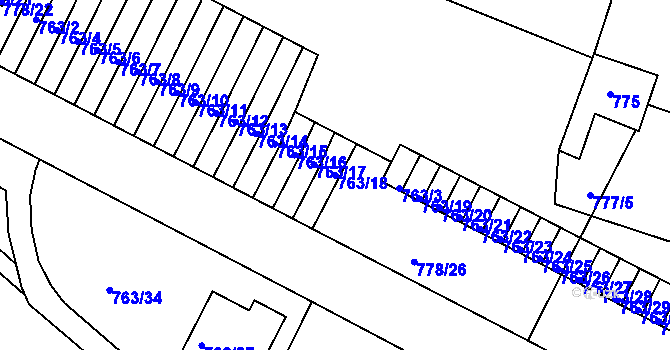 Parcela st. 763/18 v KÚ Kostelec nad Orlicí, Katastrální mapa