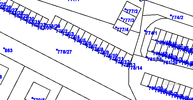 Parcela st. 778/9 v KÚ Kostelec nad Orlicí, Katastrální mapa