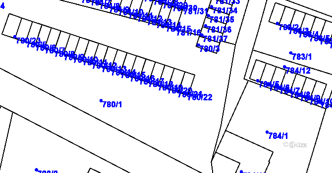 Parcela st. 780/20 v KÚ Kostelec nad Orlicí, Katastrální mapa