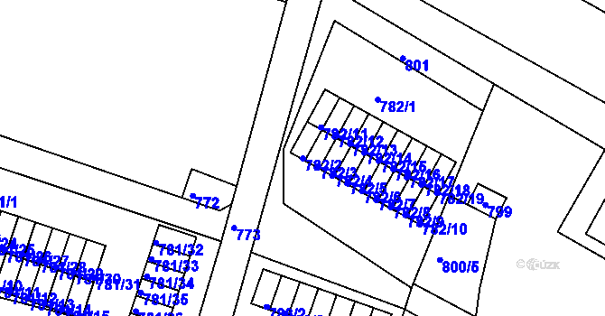 Parcela st. 782/2 v KÚ Kostelec nad Orlicí, Katastrální mapa