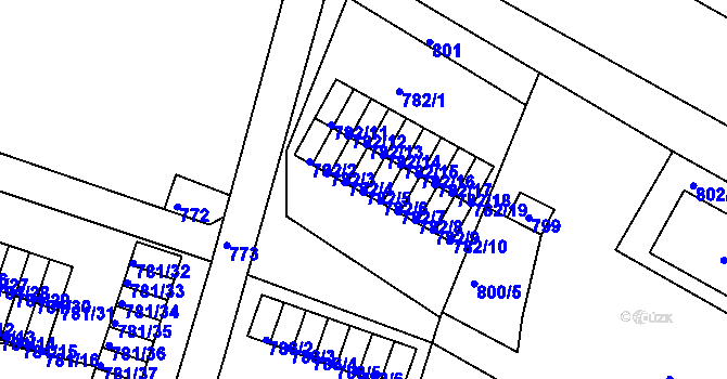 Parcela st. 782/5 v KÚ Kostelec nad Orlicí, Katastrální mapa