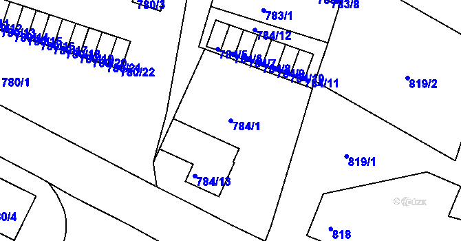 Parcela st. 784/1 v KÚ Kostelec nad Orlicí, Katastrální mapa