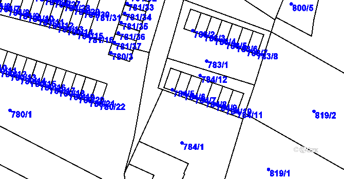 Parcela st. 784/5 v KÚ Kostelec nad Orlicí, Katastrální mapa
