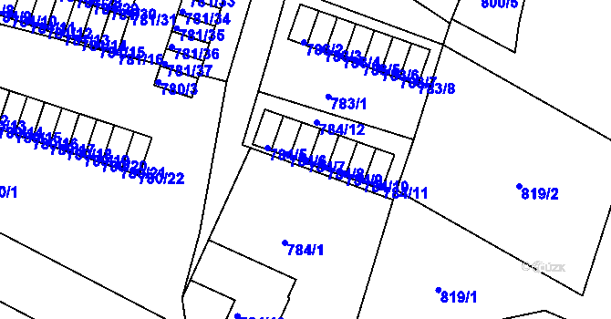 Parcela st. 784/7 v KÚ Kostelec nad Orlicí, Katastrální mapa