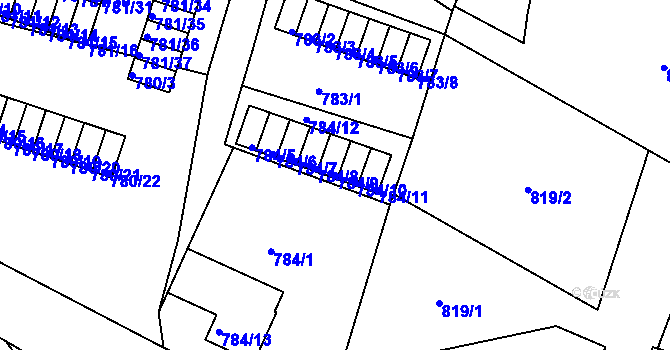 Parcela st. 784/9 v KÚ Kostelec nad Orlicí, Katastrální mapa